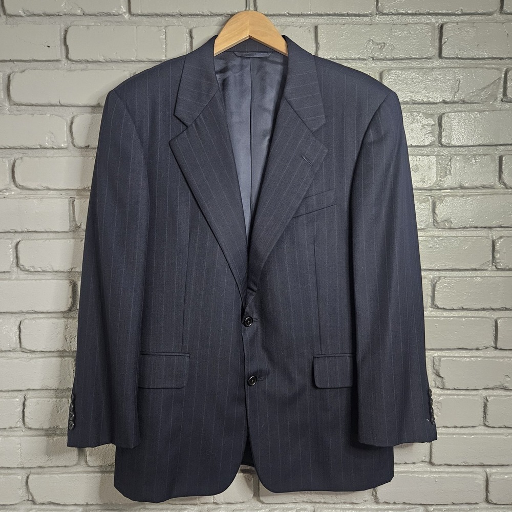 Vtg Hickey Freeman Loro Piana Men Blazer 42R Tasmanian Super 120s Wool Pinstripe